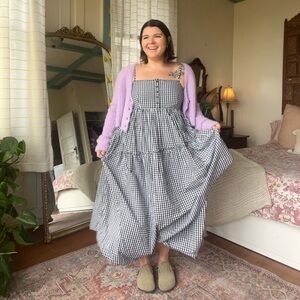 Urban Outfitters Black and White Gingham Tiered Sundress